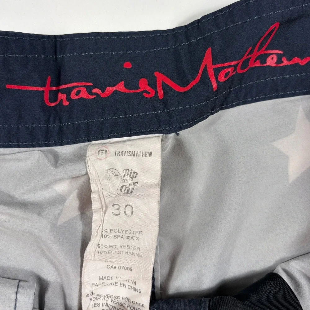 Travis Mathew Board Shorts Mens 30 Stars and Stripes Patriotic Navy Red White